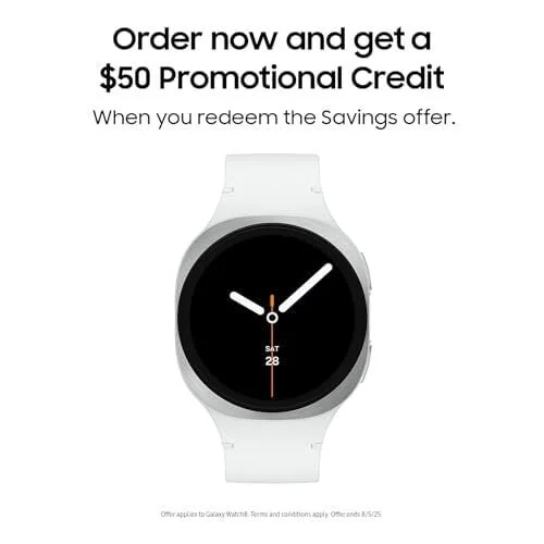 Samsung Galaxy Watch 8 (2025) 40mm LTE Smartwatch, Cushion Design, Fitness Tracker, Sleep Coaching, Running Coach, Energy Score, Heart Rate Tracking, Silver [US Version, 2 Yr Warranty]