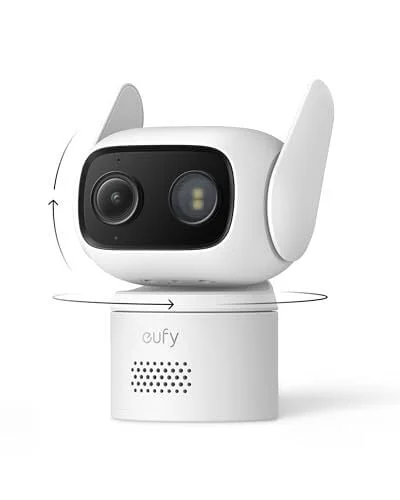 eufy Wired Cam C31, 360&deg; Coverage with Pan and Tilt, Indoor and Outdoor, Dual Antenna, Color Night Vision, Local Storage, No Monthly Fee, AI Human/Vehicle/Pet/Cry Detection, 24/7 Continuous Recording