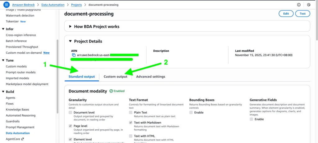 The standard output from the Data Automation pipeline.