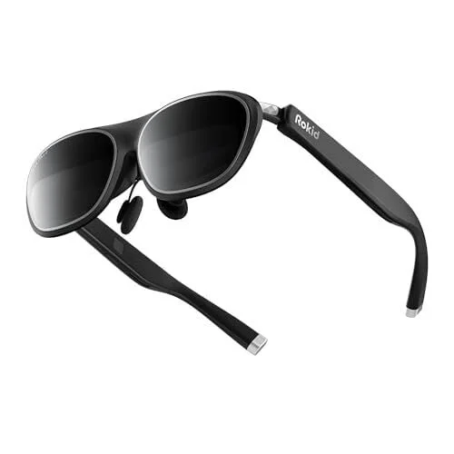 Rokid Max 2 AR Glasses Black, 215" Micro-OLED Display, 50&deg; FOV, 600 Nits Brightness, Compatible with Smart Phone, Steam Deck, ROG, and More, Immersive Wearable Display for Gaming & Entertainment