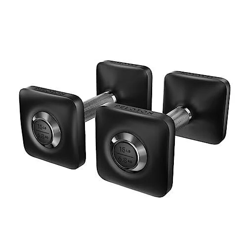 Peloton Dumbbells | Ergonomically Designed Pair of Cast Iron Weights With Urethane Coating and Nonslip Grip, Available in Set of Two - 20 pounds,black