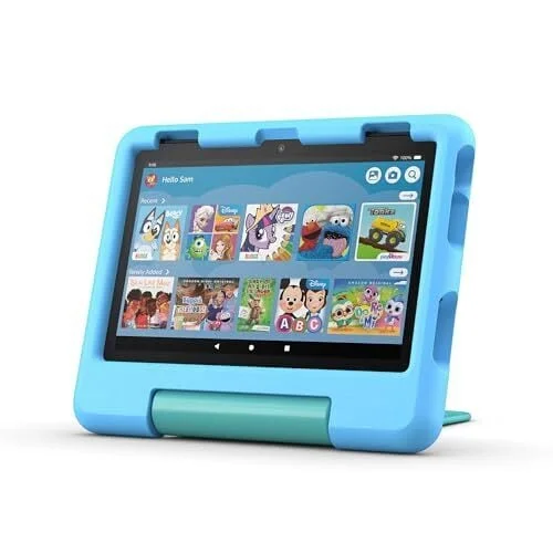 New Amazon Fire HD 8 Kids tablet, ages 3-7 | 4GB memory, ad-free content with parental controls included, 13-hr battery, 64GB, Blue, (2024 release)