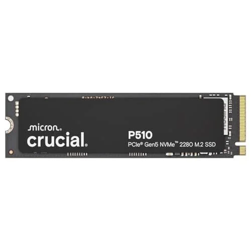 Crucial P510 1TB Gen5 NVMe SSD, Up to 11,000 MB/s, PCIe 5.0 M.2 2280 SSD, Internal Solid State Drive, Compatible with Laptop, Desktop, +Acronis Software - CT1000P510SSD8-01