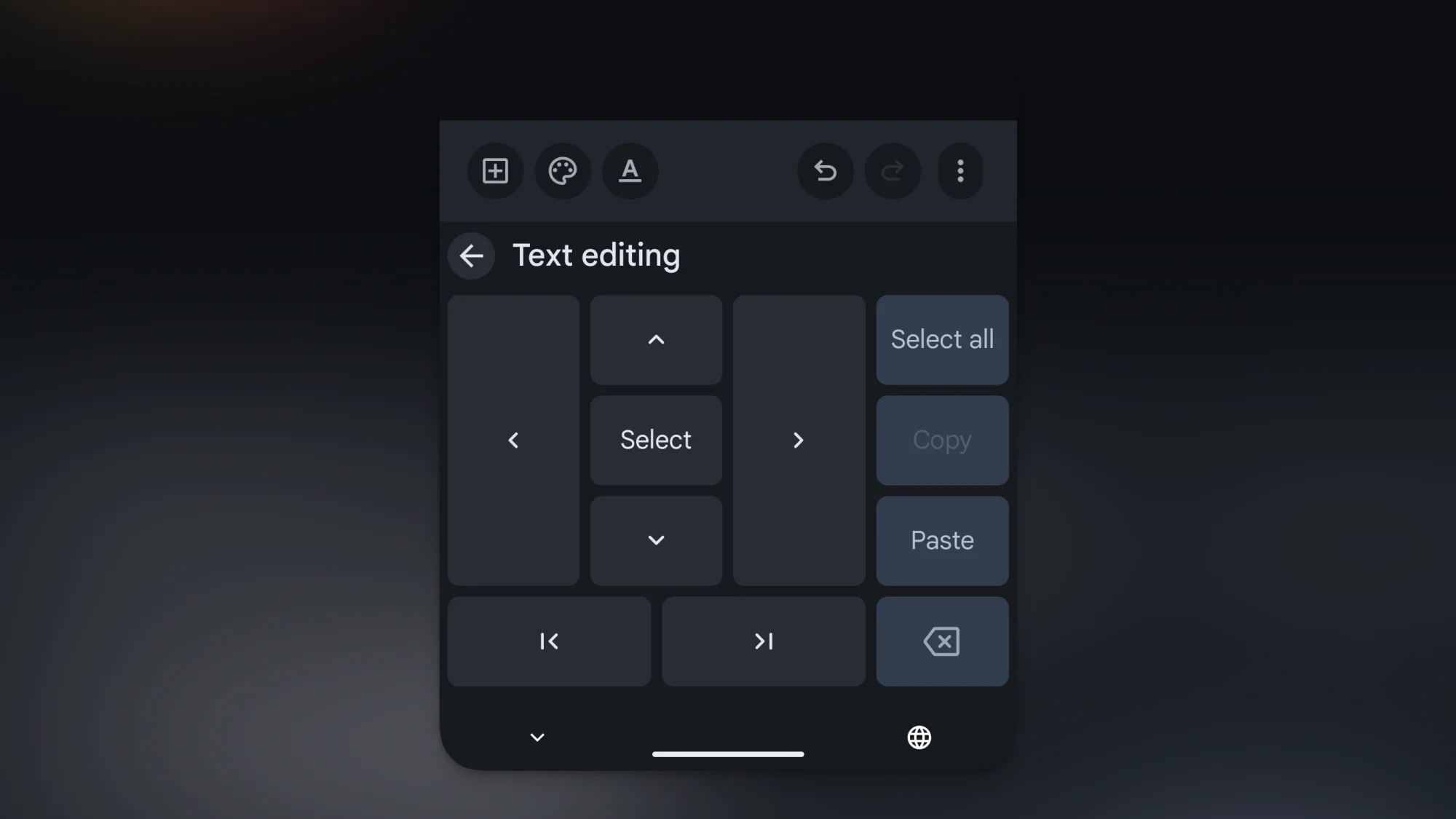Gboard Text Editing buttons.