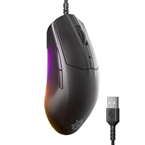 SteelSeries Rival 3 Gen 2 Gaming Mouse &mdash; 8500 DPI TrueMove Core Optical Sensor &mdash; 60 Million Click Durability &mdash; Low Latency &mdash; 77g Lightweight &mdash; 100% PTFE Feet &mdash; RGB &mdash; Black