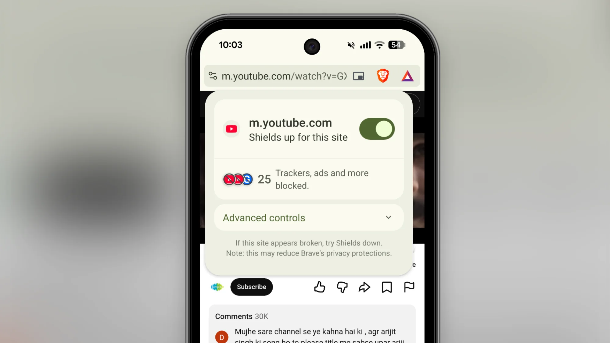 Blocking ads on Brave along with YouTube ad blocking.