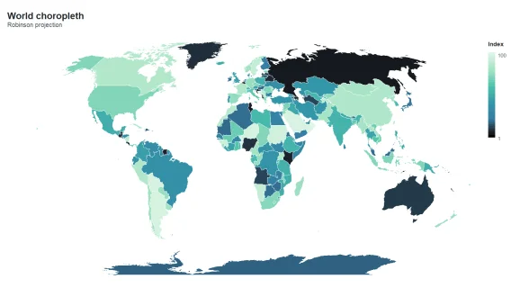 World choropleth: Robinson projection