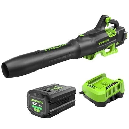 Greenworks 80V 770 CFM Cordless Leaf Blower, 4.0Ah Battery and Rapid Charger