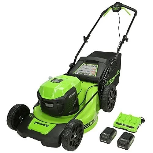 Greenworks 48V (2 x 24V) 20" Brushless Cordless (Push) Lawn Mower (LED Headlight), (2) 4.0Ah Batteries and Dual Port Rapid Charger Included (125+ Compatible Tools)