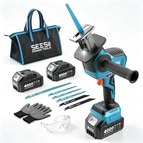 SEESII Cordless Reciprocating Saw with Dual-Side Auxiliary Handle