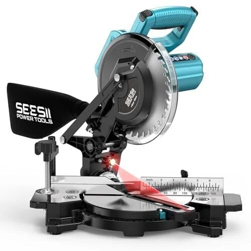 SEESII 8-1/4" Compound Miter Saw with Laser 4900RPM Single Bevel 0-45&deg;