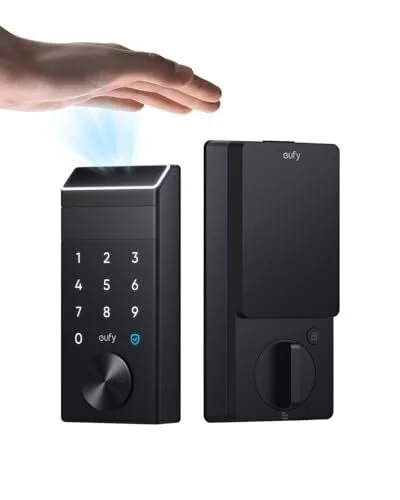 eufy FamiLock E34 Smart Lock with Palm Vein Recognition - Keyless Entry Door Lock for Front Door, Wi-Fi Keypad Deadbolt, ANSI/BHMA Grade 1, Auto Lock, Voice Control, IP65 Waterproof, No Monthly Fee
