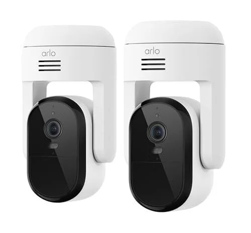 Arlo Essential Pan Tilt 2K Security Camera (2-Pack, White)