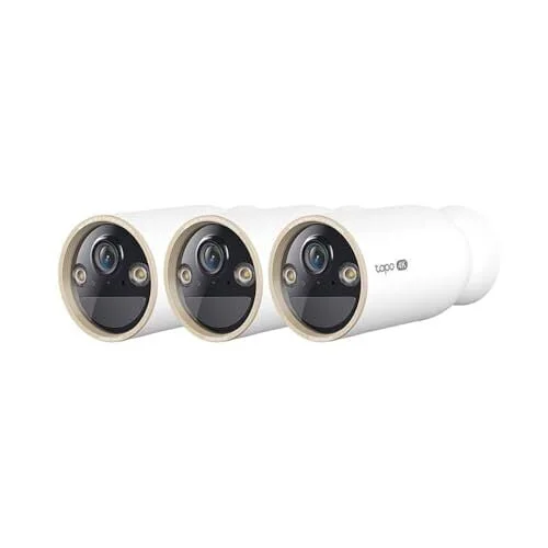 Tapo 4K Ultra HD Outdoor Battery Security Camera &ndash; Up to 200 Day Battery, Free Person/Vehicle Detection, Starlight Color Night Vision, Works w/Alexa and Google Home, MagCam 4K, 3-Pack