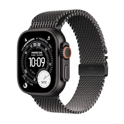 Apple Watch Ultra 3 [GPS + Cellular 49mm] Running & Multisport Smartwatch w/Rugged Titanium Case w/Black Titanium Milanese Loop - L. Satellite Communications, Advanced Health & Fitness Tracking